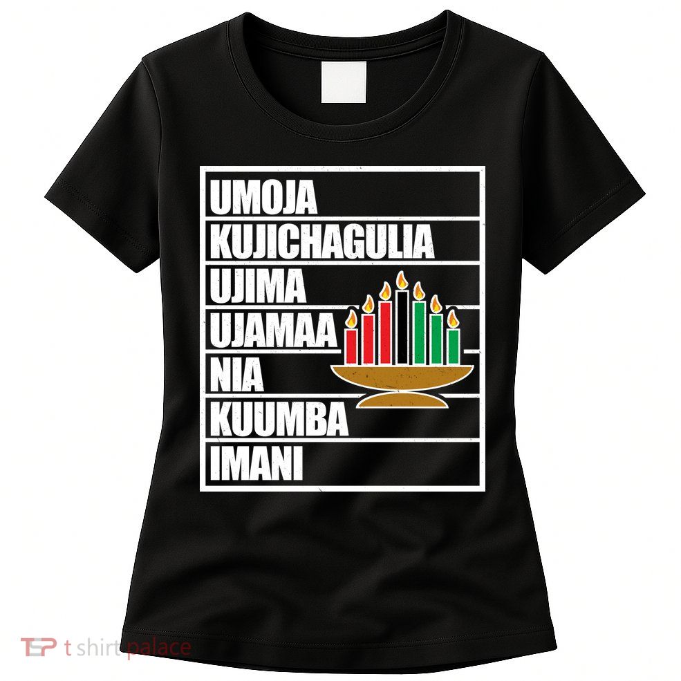 Kwanzaa Holiday Principles Kinara Candles Womens T-Shirt