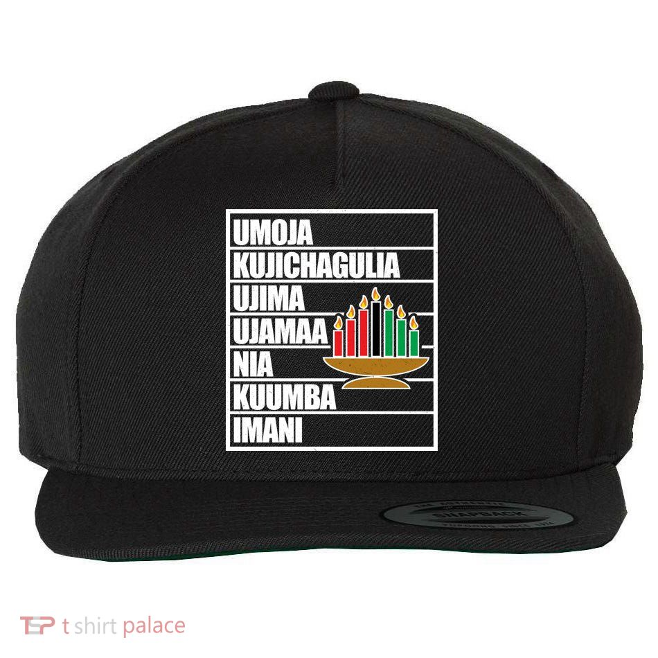 Kwanzaa Holiday Principles Kinara Candles Wool Snapback Cap