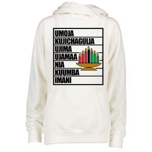 Kwanzaa Holiday Principles Kinara Candles Womens Funnel Neck Pullover Hood