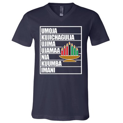 Kwanzaa Holiday Principles Kinara Candles V-Neck T-Shirt