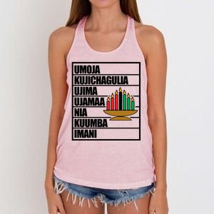 Kwanzaa Holiday Principles Kinara Candles Women's Knotted Racerback Tank