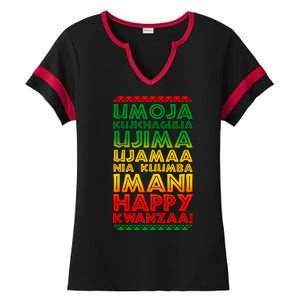 Kwanzaa Holiday Principles Traditional Colors Ladies Halftime Notch Neck Tee