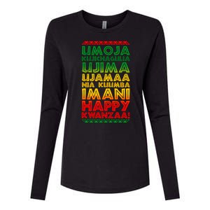 Kwanzaa Holiday Principles Traditional Colors Womens Cotton Relaxed Long Sleeve T-Shirt