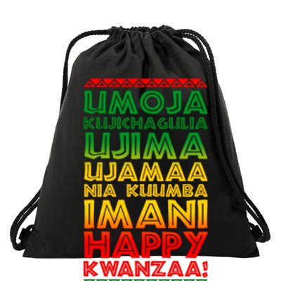 Kwanzaa Holiday Principles Traditional Colors Drawstring Bag