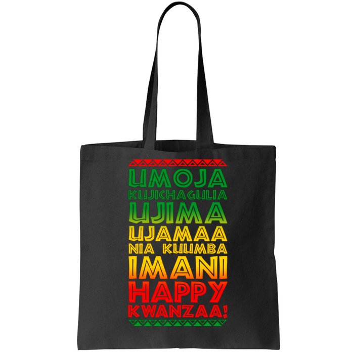 Kwanzaa Holiday Principles Traditional Colors Tote Bag