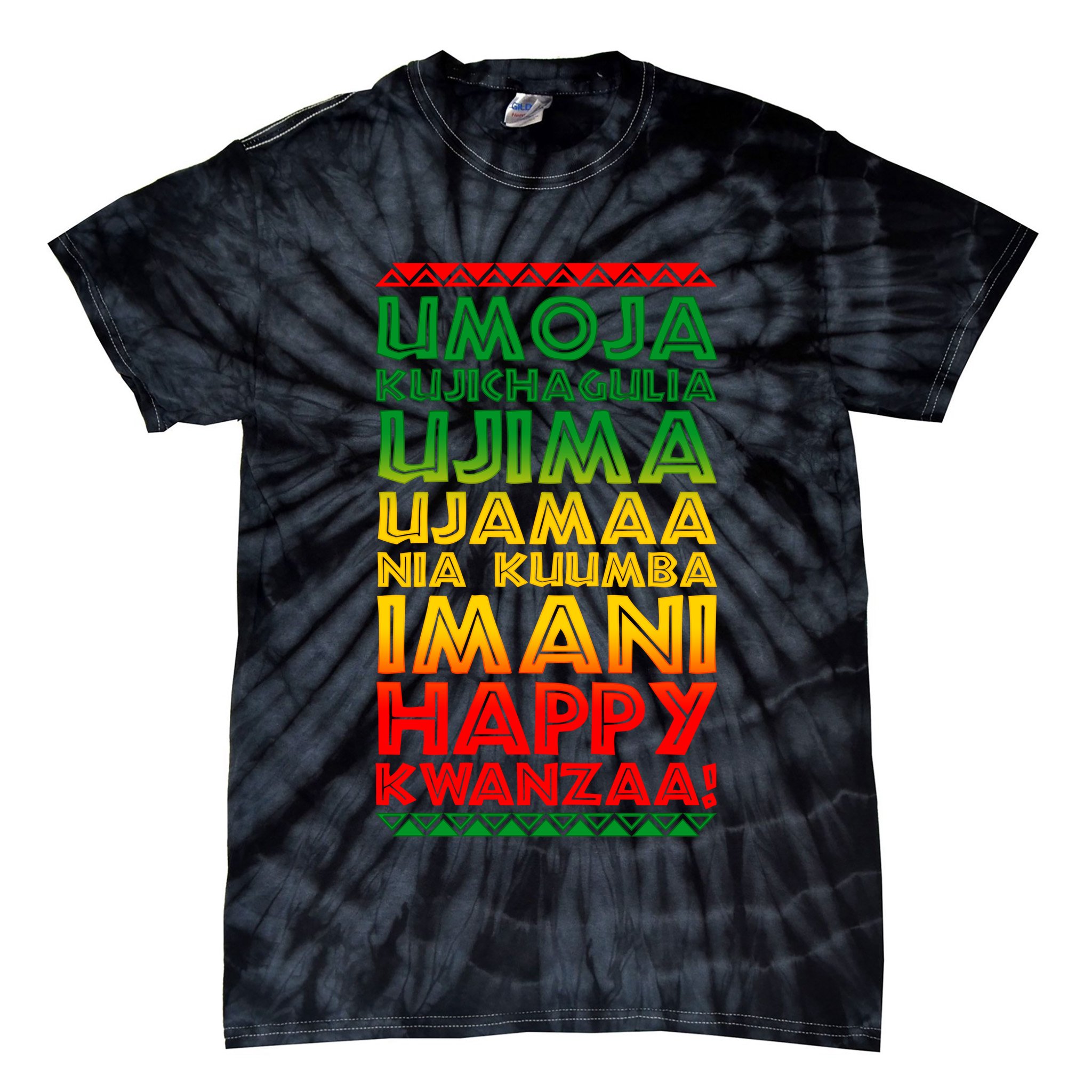 Kwanzaa Holiday Principles Traditional Colors Tie-Dye T-Shirt