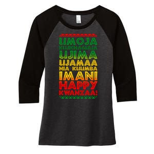 Kwanzaa Holiday Principles Traditional Colors Women's Tri-Blend 3/4-Sleeve Raglan Shirt