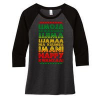 Kwanzaa Holiday Principles Traditional Colors Women's Tri-Blend 3/4-Sleeve Raglan Shirt