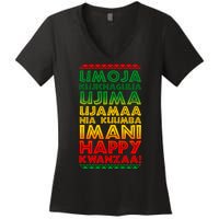 Kwanzaa Holiday Principles Traditional Colors Women's V-Neck T-Shirt