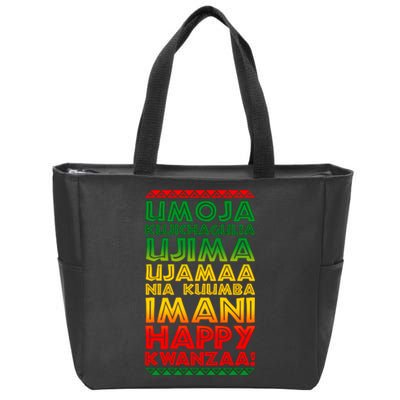 Kwanzaa Holiday Principles Traditional Colors Zip Tote Bag