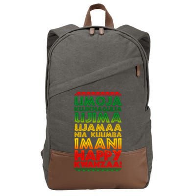 Kwanzaa Holiday Principles Traditional Colors Cotton Canvas Backpack