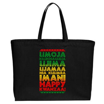 Kwanzaa Holiday Principles Traditional Colors Cotton Canvas Jumbo Tote