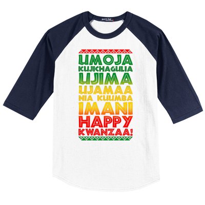 Kwanzaa Holiday Principles Traditional Colors Baseball Sleeve Shirt