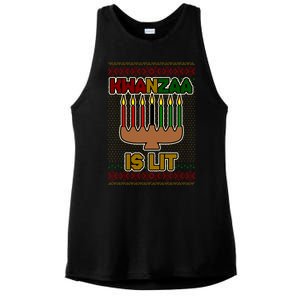 Kwanzaa is Lit Kinara Candles Ugly Kwanzaa Sweater Ladies PosiCharge Tri-Blend Wicking Tank