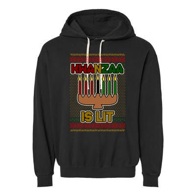 Kwanzaa is Lit Kinara Candles Ugly Kwanzaa Sweater Garment-Dyed Fleece Hoodie