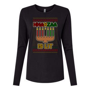 Kwanzaa is Lit Kinara Candles Ugly Kwanzaa Sweater Womens Cotton Relaxed Long Sleeve T-Shirt