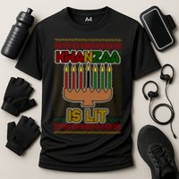 Kwanzaa is Lit Kinara Candles Ugly Kwanzaa Sweater Cooling Performance Crew T-Shirt