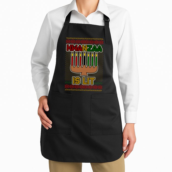 Kwanzaa is Lit Kinara Candles Ugly Kwanzaa Sweater Apron