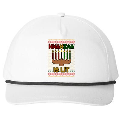 Kwanzaa is Lit Kinara Candles Ugly Kwanzaa Sweater Snapback Five-Panel Rope Hat