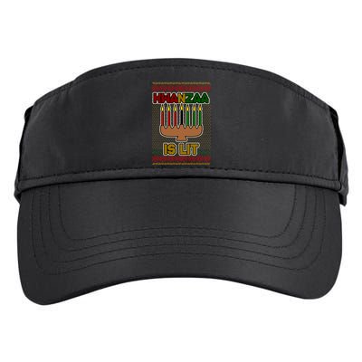 Kwanzaa is Lit Kinara Candles Ugly Kwanzaa Sweater Adult Drive Performance Visor