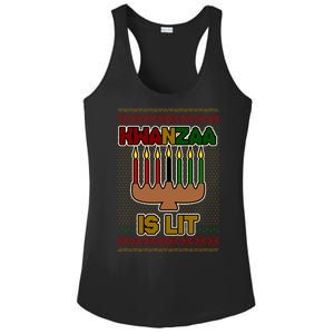 Kwanzaa is Lit Kinara Candles Ugly Kwanzaa Sweater Ladies PosiCharge Competitor Racerback Tank