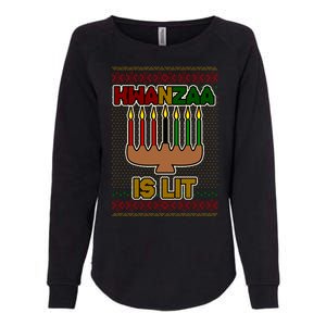 Kwanzaa is Lit Kinara Candles Ugly Kwanzaa Sweater Womens California Wash Sweatshirt