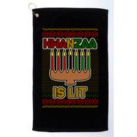 Kwanzaa is Lit Kinara Candles Ugly Kwanzaa Sweater Golf Towel
