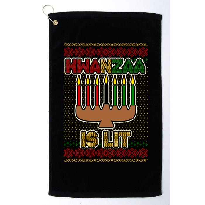 Kwanzaa is Lit Kinara Candles Ugly Kwanzaa Sweater Golf Towel