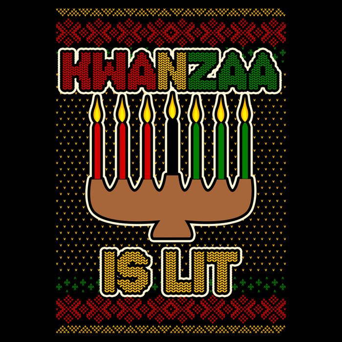 Kwanzaa is Lit Kinara Candles Ugly Kwanzaa Sweater Toddler T-Shirt