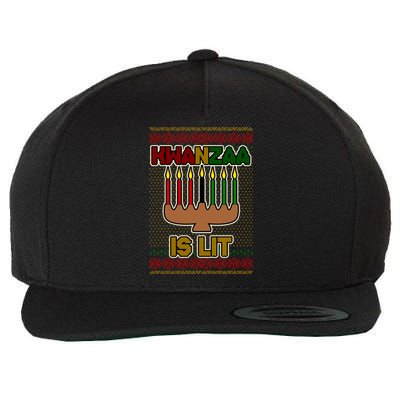 Kwanzaa is Lit Kinara Candles Ugly Kwanzaa Sweater Wool Snapback Cap