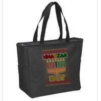 Kwanzaa is Lit Kinara Candles Ugly Kwanzaa Sweater Zip Tote Bag