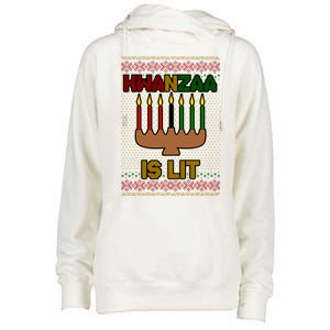 Kwanzaa is Lit Kinara Candles Ugly Kwanzaa Sweater Womens Funnel Neck Pullover Hood