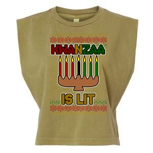 Kwanzaa is Lit Kinara Candles Ugly Kwanzaa Sweater Garment-Dyed Women's Muscle Tee