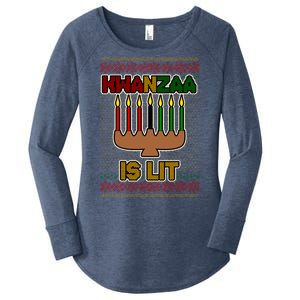 Kwanzaa is Lit Kinara Candles Ugly Kwanzaa Sweater Women's Perfect Tri Tunic Long Sleeve Shirt