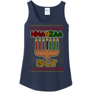 Kwanzaa is Lit Kinara Candles Ugly Kwanzaa Sweater Ladies Essential Tank