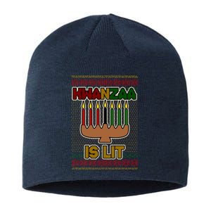 Kwanzaa is Lit Kinara Candles Ugly Kwanzaa Sweater Sustainable Beanie