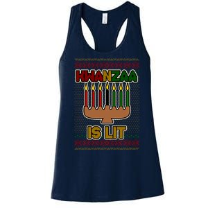 Kwanzaa is Lit Kinara Candles Ugly Kwanzaa Sweater Women's Racerback Tank