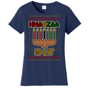 Kwanzaa is Lit Kinara Candles Ugly Kwanzaa Sweater Women's T-Shirt