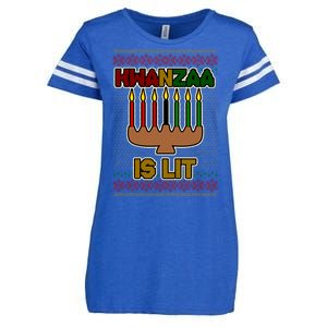 Kwanzaa is Lit Kinara Candles Ugly Kwanzaa Sweater Enza Ladies Jersey Football T-Shirt