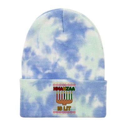 Kwanzaa is Lit Kinara Candles Ugly Kwanzaa Sweater Tie Dye 12in Knit Beanie