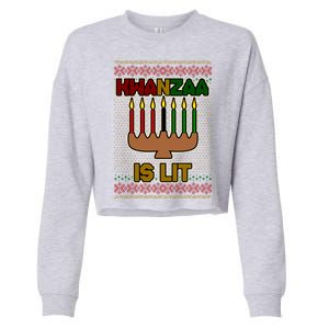 Kwanzaa is Lit Kinara Candles Ugly Kwanzaa Sweater Cropped Pullover Crew