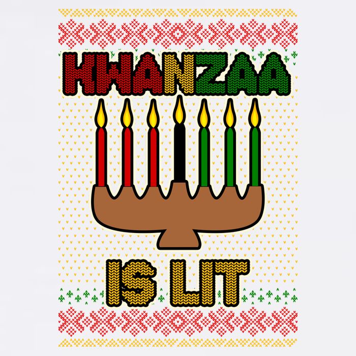 Kwanzaa is Lit Kinara Candles Ugly Kwanzaa Sweater Garment-Dyed Sweatshirt