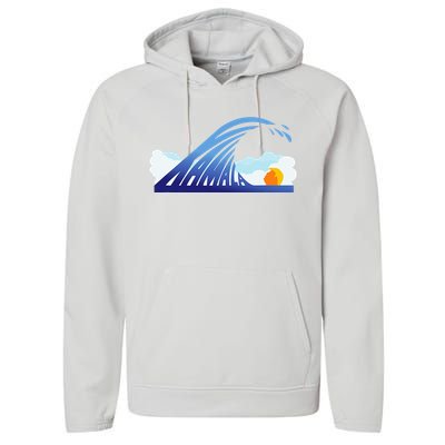 Kamala Wave Blue Wave Over Trump Performance Fleece Hoodie