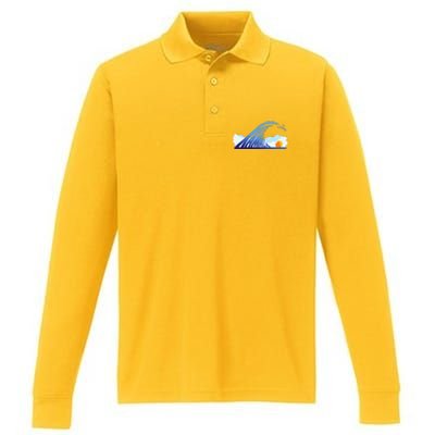 Kamala Wave Blue Wave Over Trump Performance Long Sleeve Polo