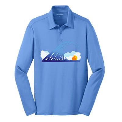 Kamala Wave Blue Wave Over Trump Silk Touch Performance Long Sleeve Polo