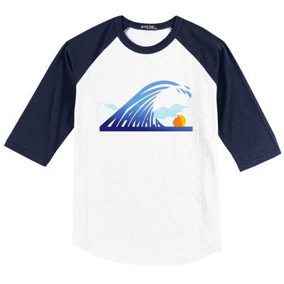 Kamala Wave Blue Wave Over Trump Baseball Sleeve Shirt