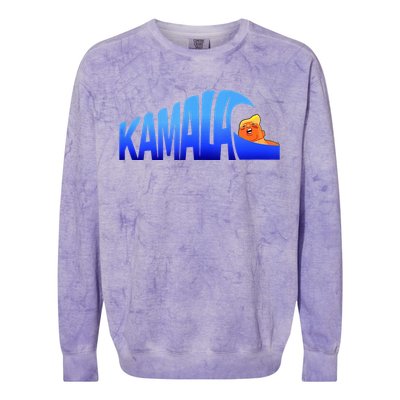 Kamala Wave Blue Wave Over Trump Colorblast Crewneck Sweatshirt