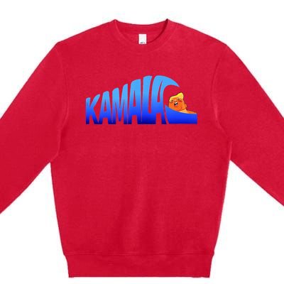 Kamala Wave Blue Wave Over Trump Premium Crewneck Sweatshirt