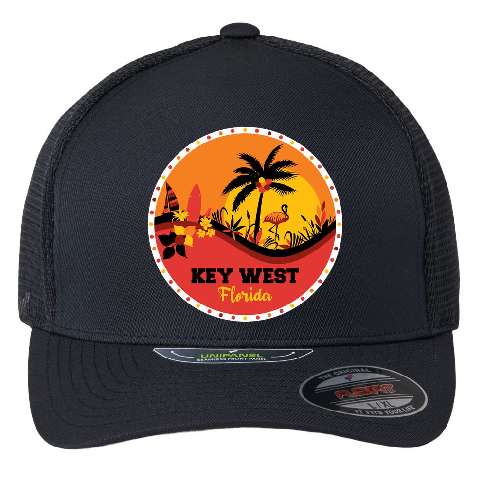 Key West Circular Logo Flexfit Unipanel Trucker Cap