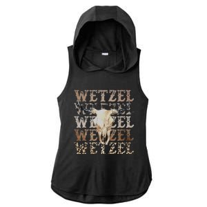 Koe Western Country Music Wetzel Bull Skull Ladies PosiCharge Tri-Blend Wicking Draft Hoodie Tank